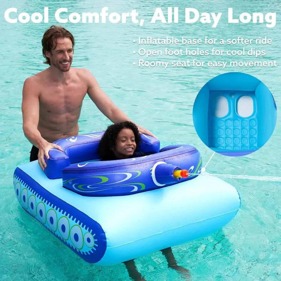 Inflatable Tank Pool Floaties For Kids With Water Gun