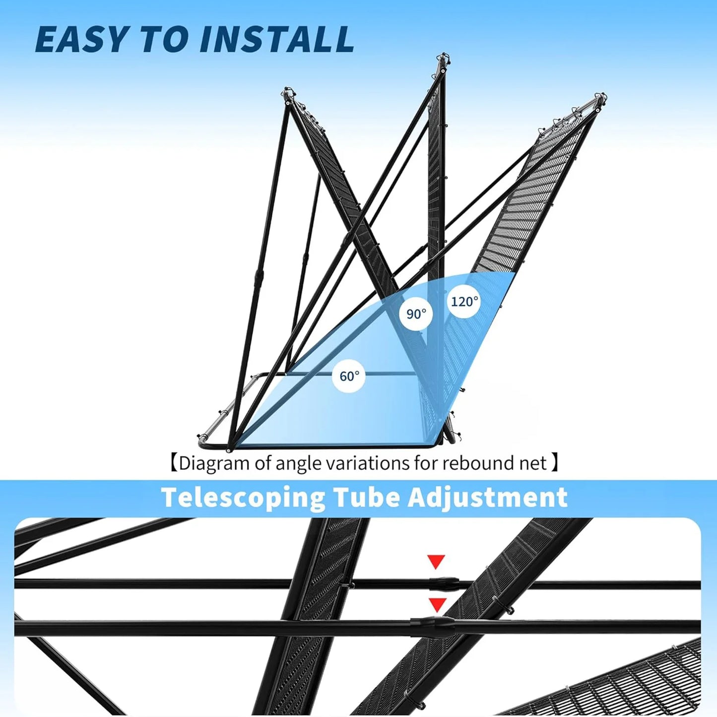 HiMISS Baseball Pitching Rebounder Net 2In1 Training For Softball Practice