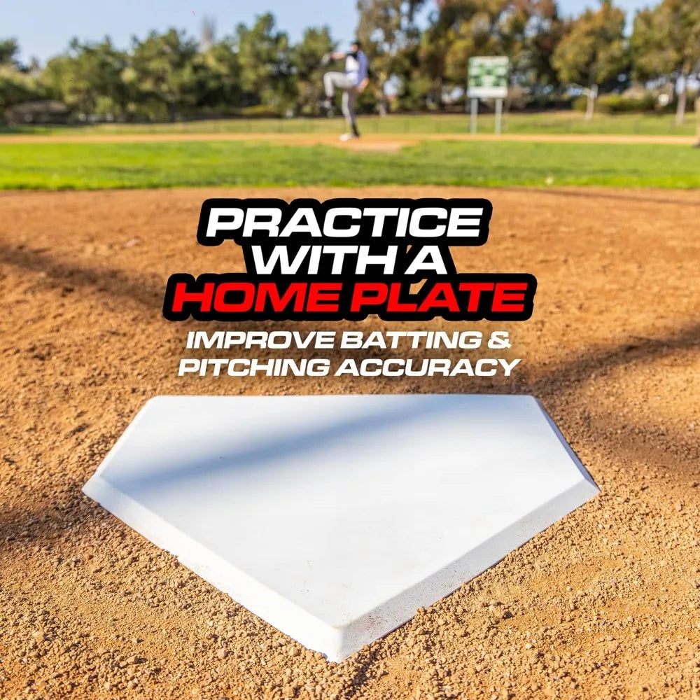 Heavy-Duty Rubber Home Plate - Waffle Bottom Baseball Softball Throw Down Base for Training