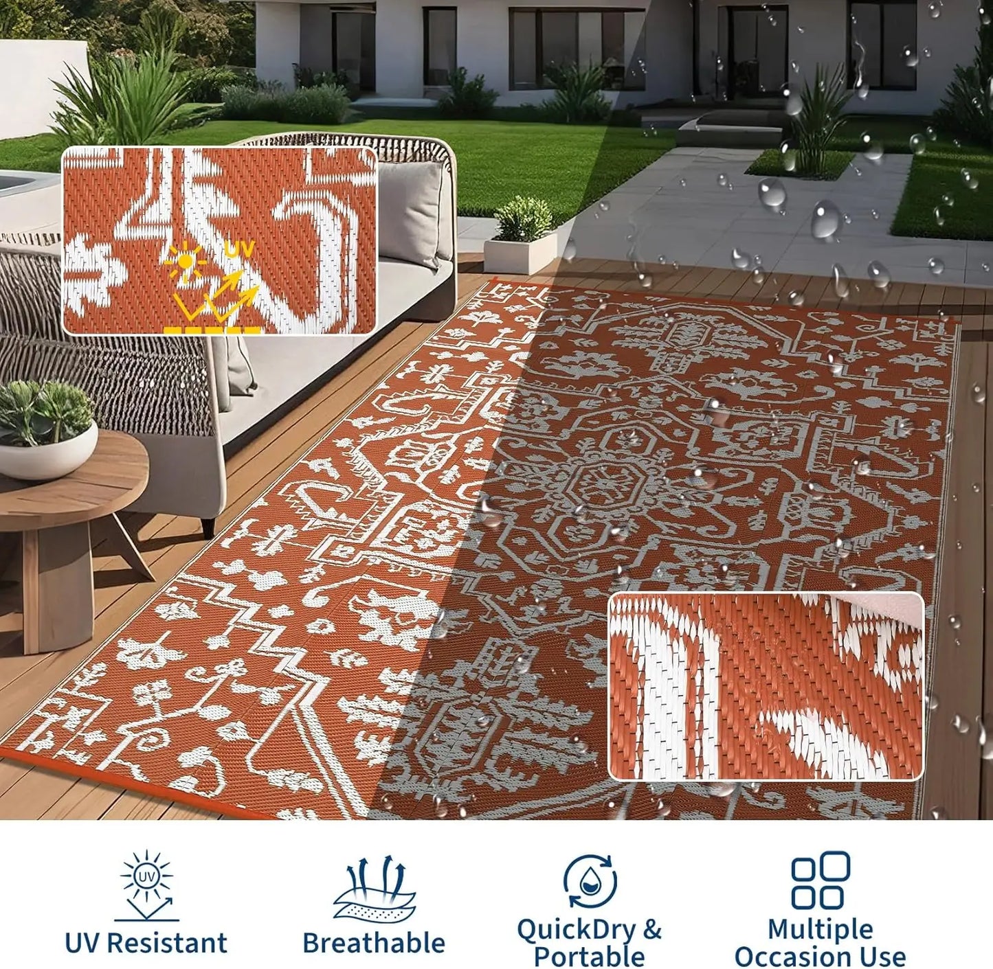Twister.CK Waterproof Outdoor Area Rug Stain Resistant Mat