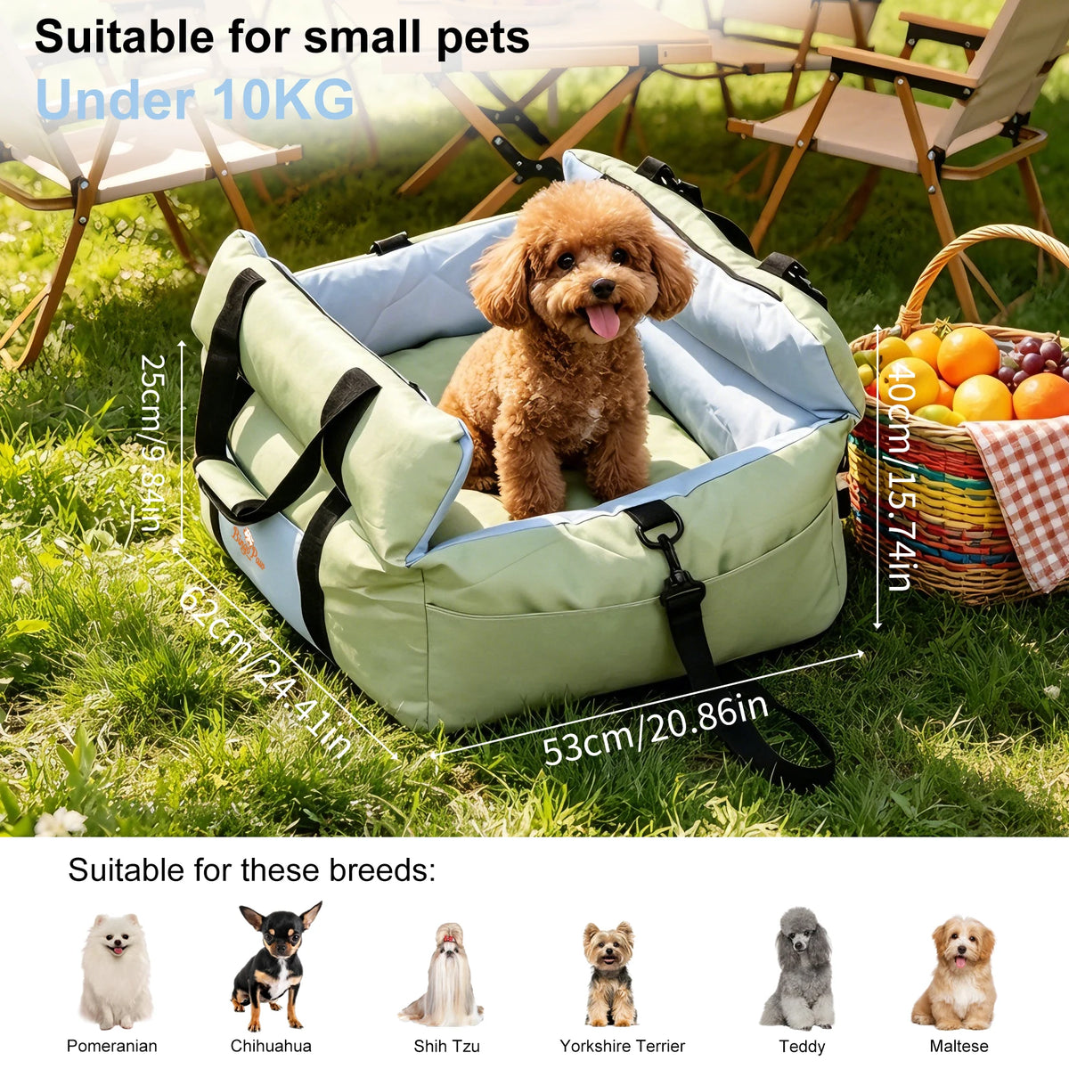 BORWART Portable Dog Car Seat Booster With Safety Belt