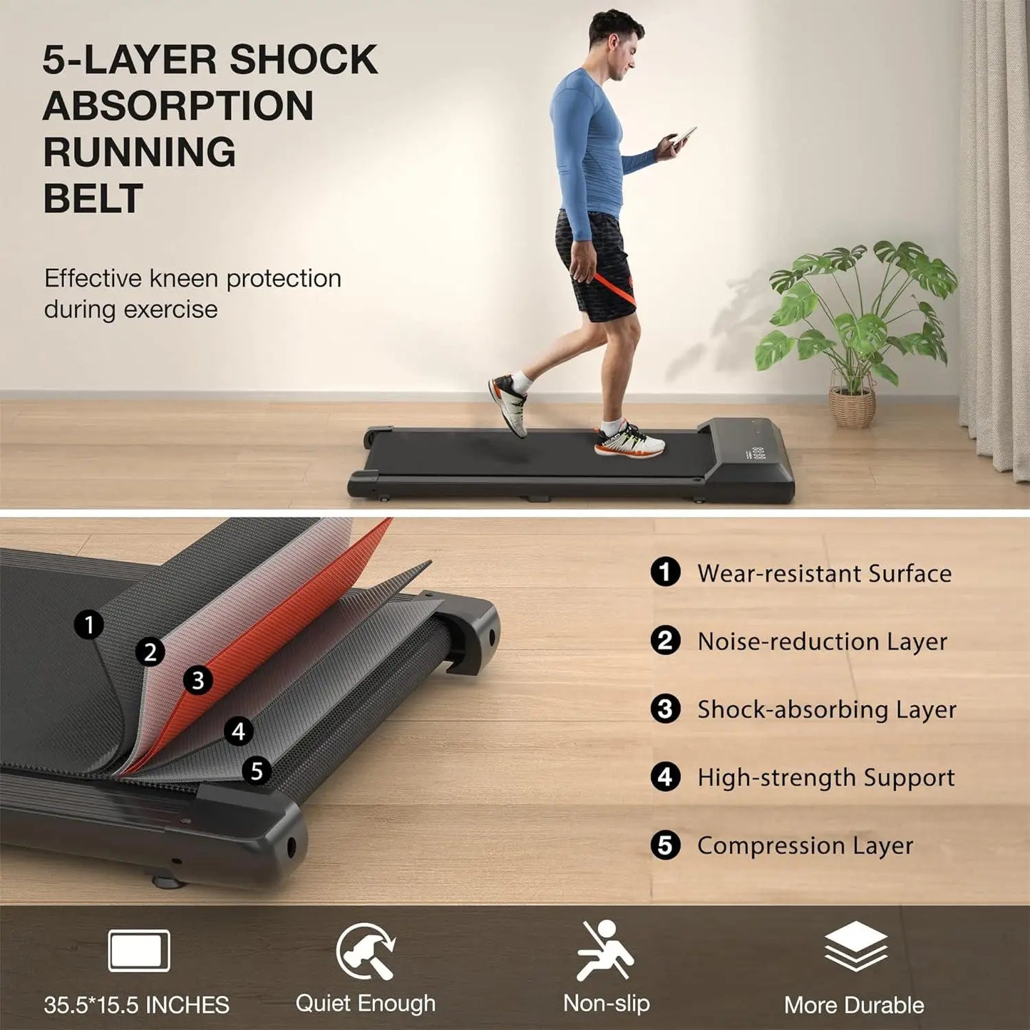 Superun 2in1 Home Office Treadmill 1.5 HP With App