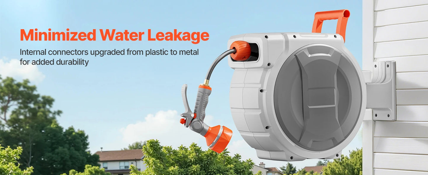 SucceBuy Retractable Garden Hose Reel With 9 Pattern Nozzle