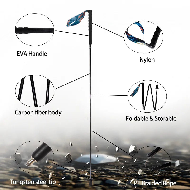 OKHEALING Ultra Lightweight Foldable Carbon Fiber Trekking Poles