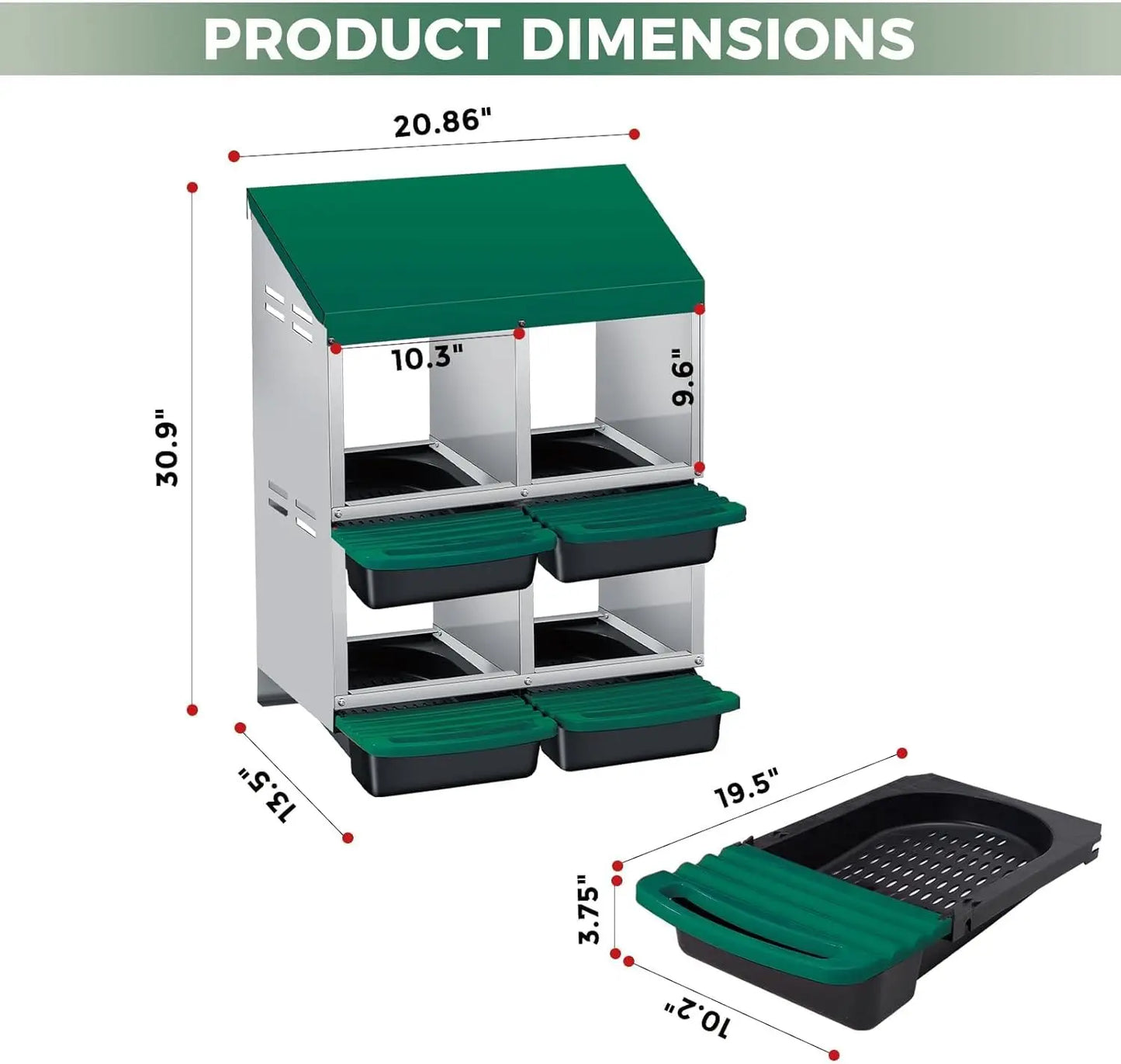 TWISTER.CK Metal Chicken Nesting Box With Automatic Roll Out Egg Collection