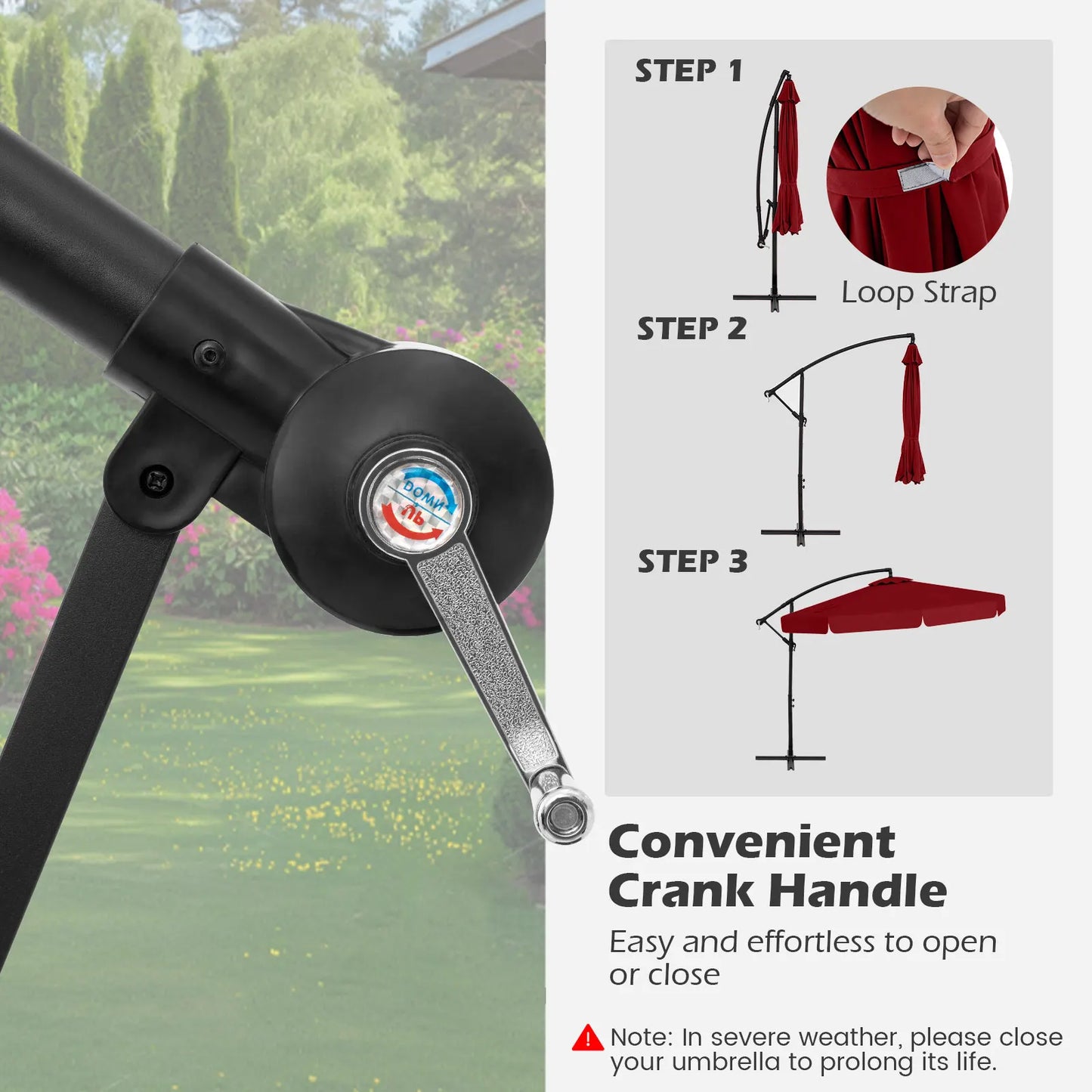 LIFEZEAL Cantilever Offset Hanging Umbrella With Cover