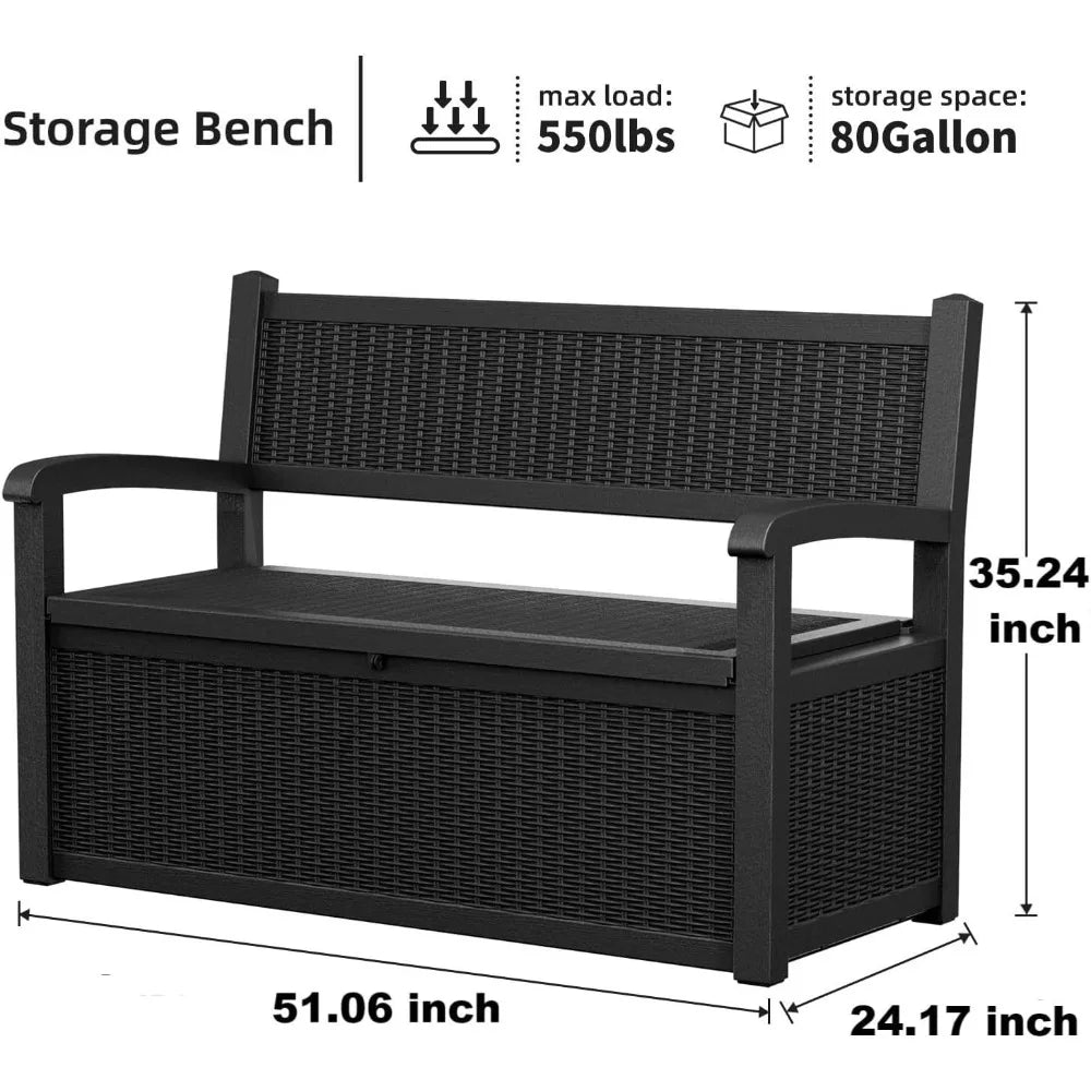 Outdoor Waterproof Lockable Storage Bench Deck Box For Patio