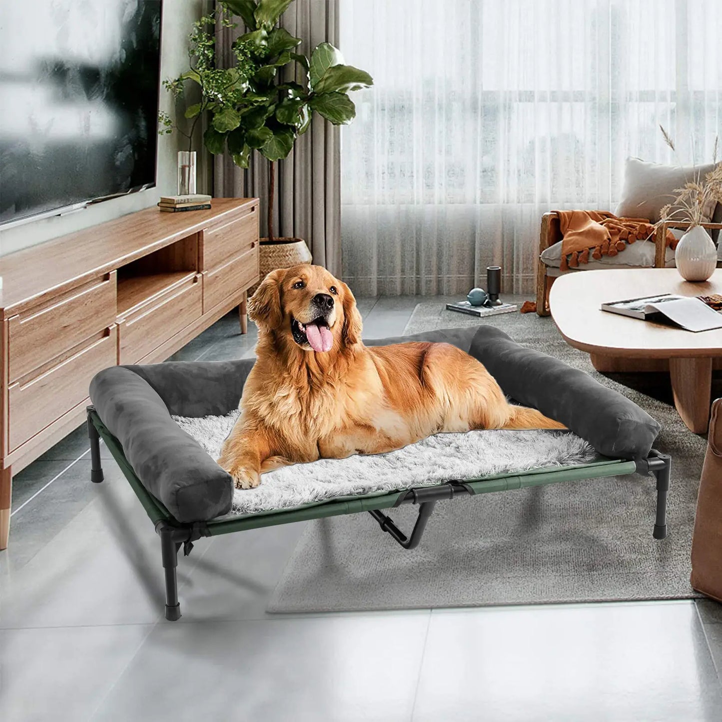 BINGOPAW Elevated Pet Bed Detachable Bolster For Dogs And Cats