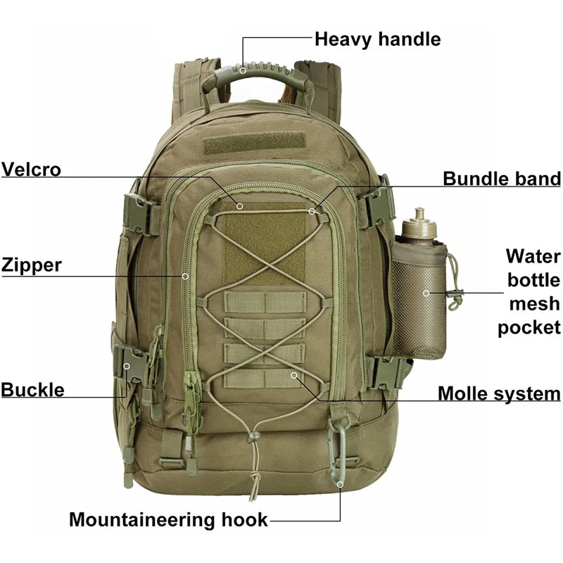 LQARMY Tactical Backpack For Outdoor Hiking And Travel
