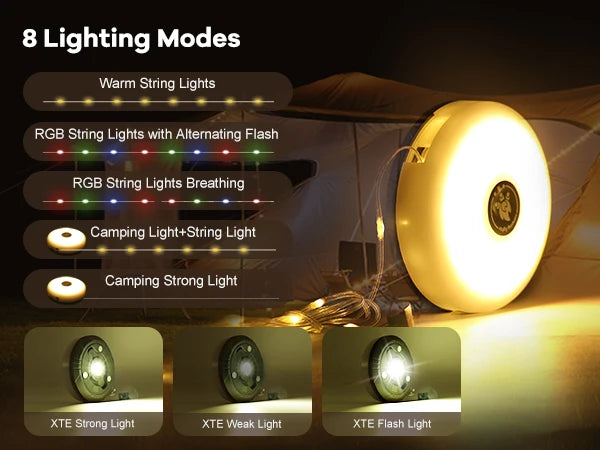 Kla-Fcob Waterproof Rechargeable LED String Lights For Outdoor Camping
