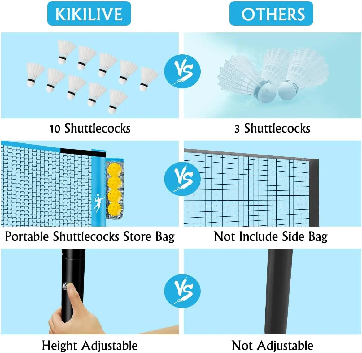3-in-1 Pickleball Badminton Volleyball Net Set for Backyard, Portable with Adjustable Height, Paddles & Rackets