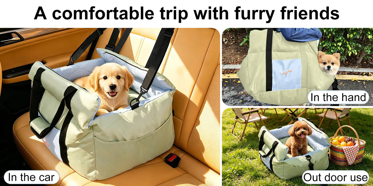 BORWART Portable Dog Car Seat Booster With Safety Belt