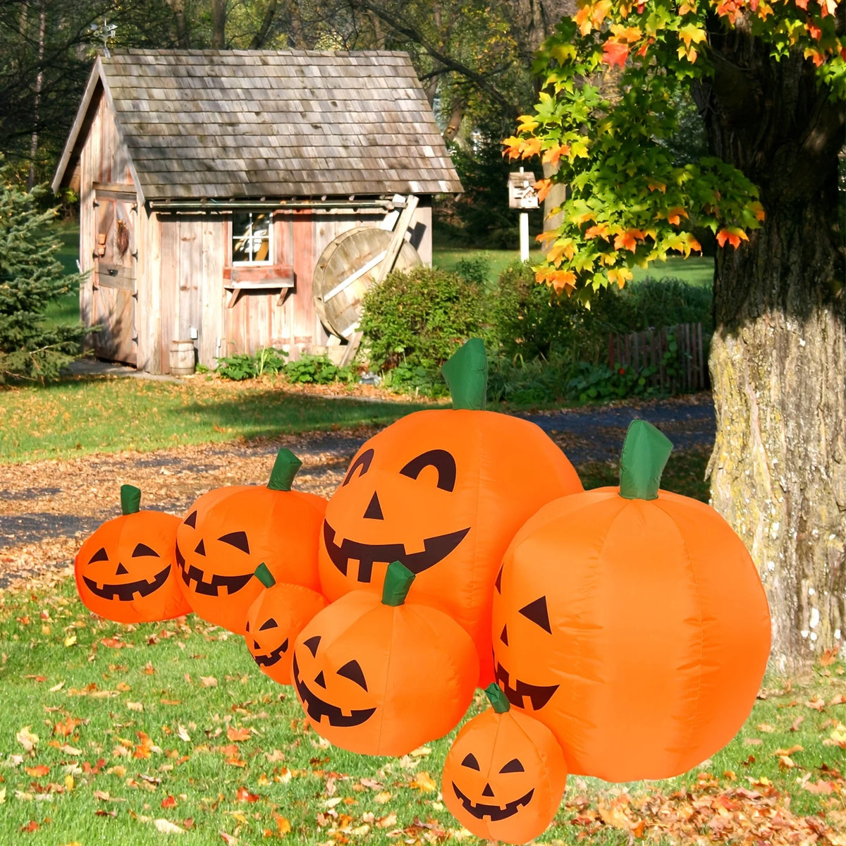 Halloween Inflatable Pumpkin Patch Decoration With Bright LED Lights