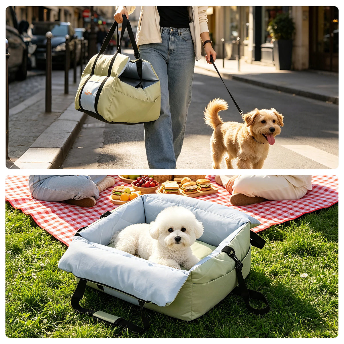 BORWART Portable Dog Car Seat Booster With Safety Belt
