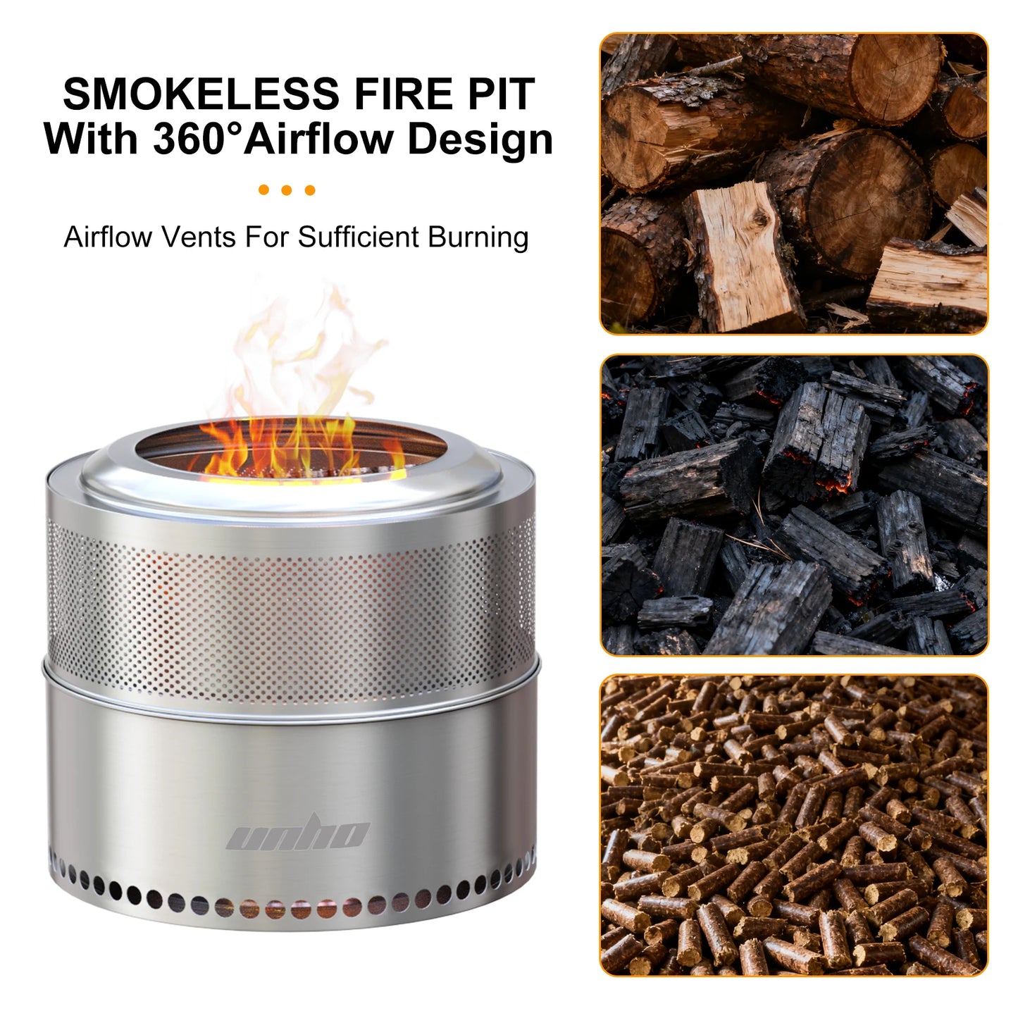 Stainless Steel Smokeless Wood Burning Fire Pit Carry Bag