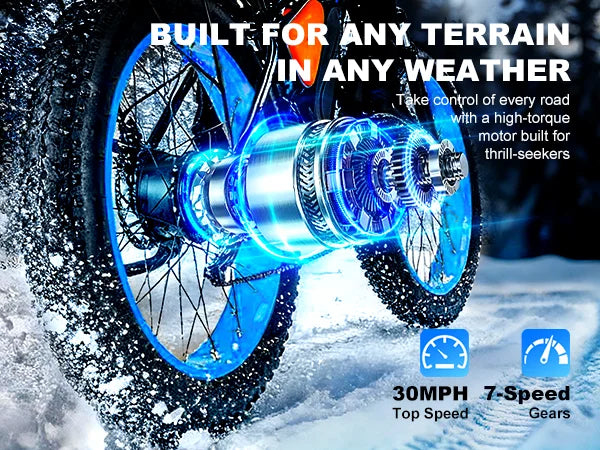 26" Fat Tire Electric Bike for Adults 48V 20Ah Battery 1000W Motor (Peak 1500W)  25-30MPH Fast Mountain Ebike Snow Beach Bicycle