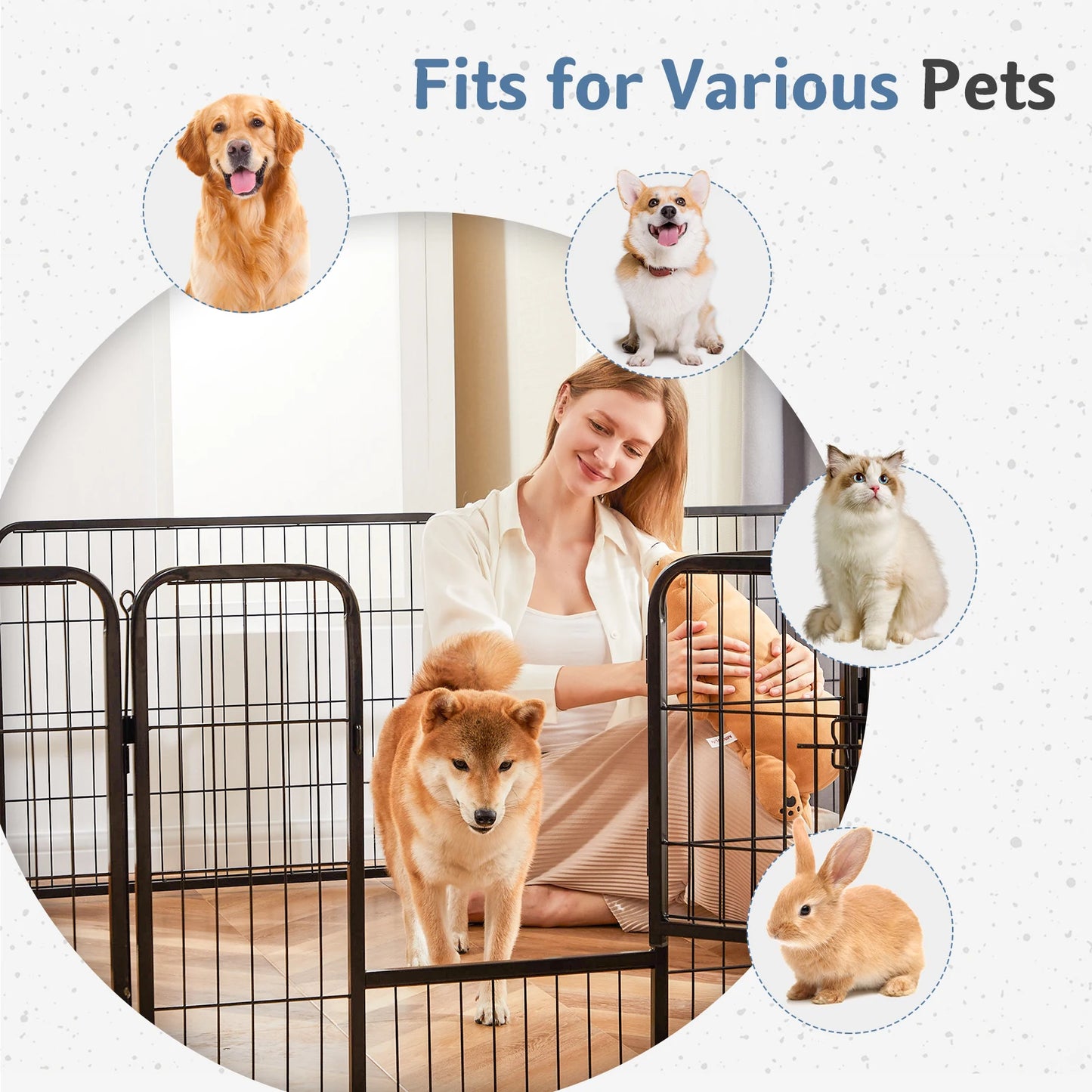 JHK Metal 8 Panel Dog Playpen Fence For Outdoor Use