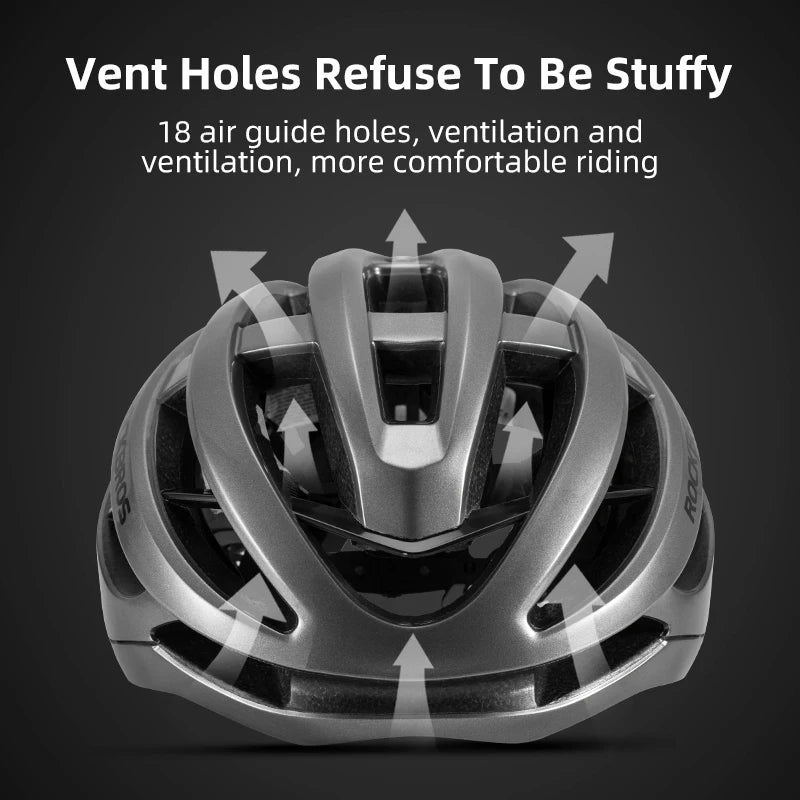 ROCKBROS Bicycle Helmet Breathable Ultralight Integrally-Molded Unisex Shockproof Adjustable Road Bike Helmet Cycling Equipment