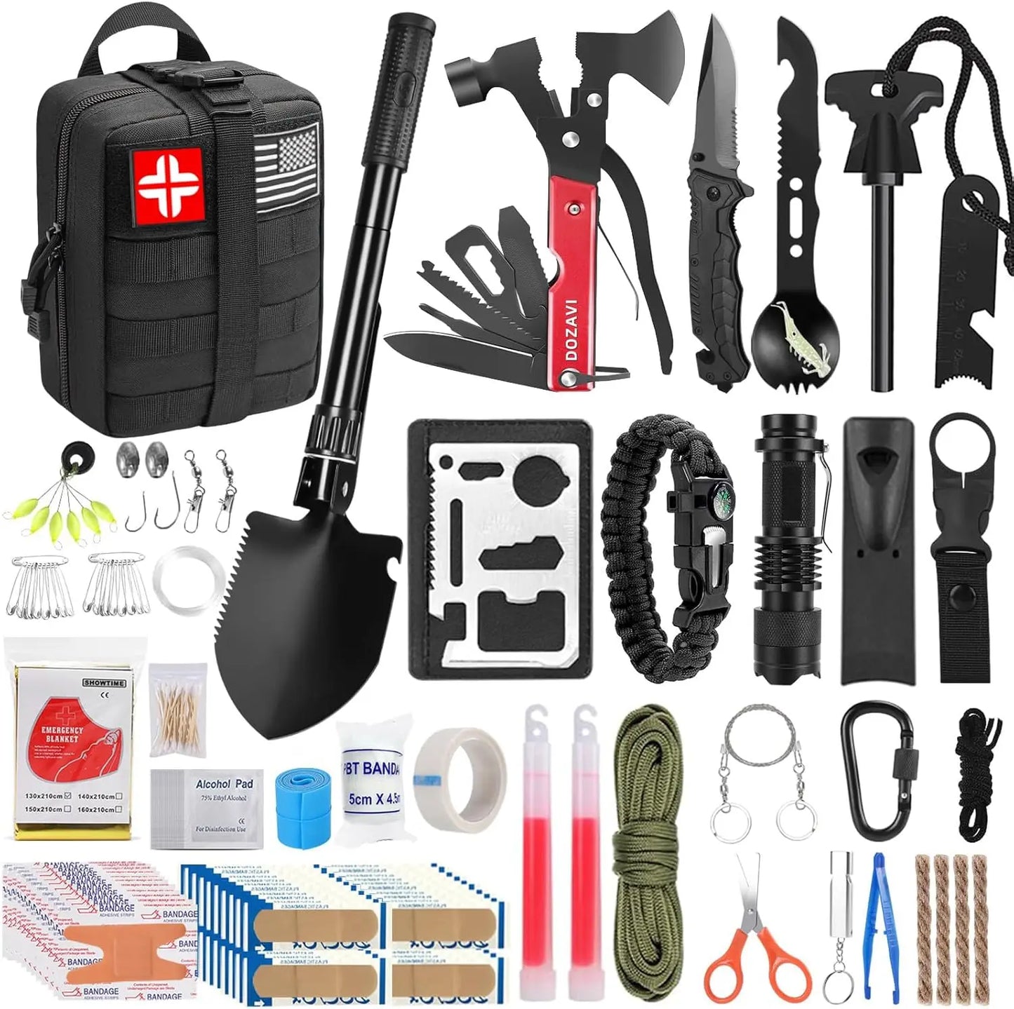 142-In-1 Emergency Survival Kit With Molle Pouch For Camping