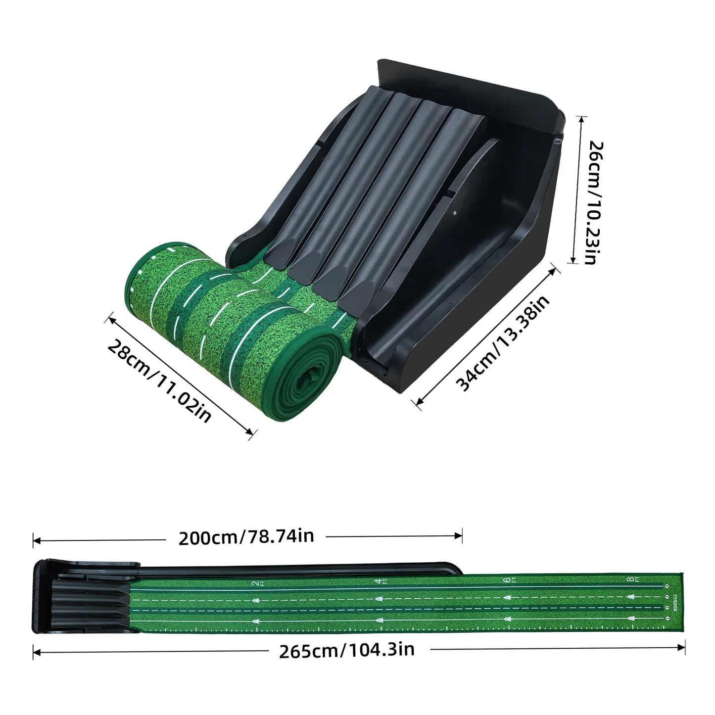 KOFULL Golf Putting Green Mat With 4 Track Flip Pad For Home Office