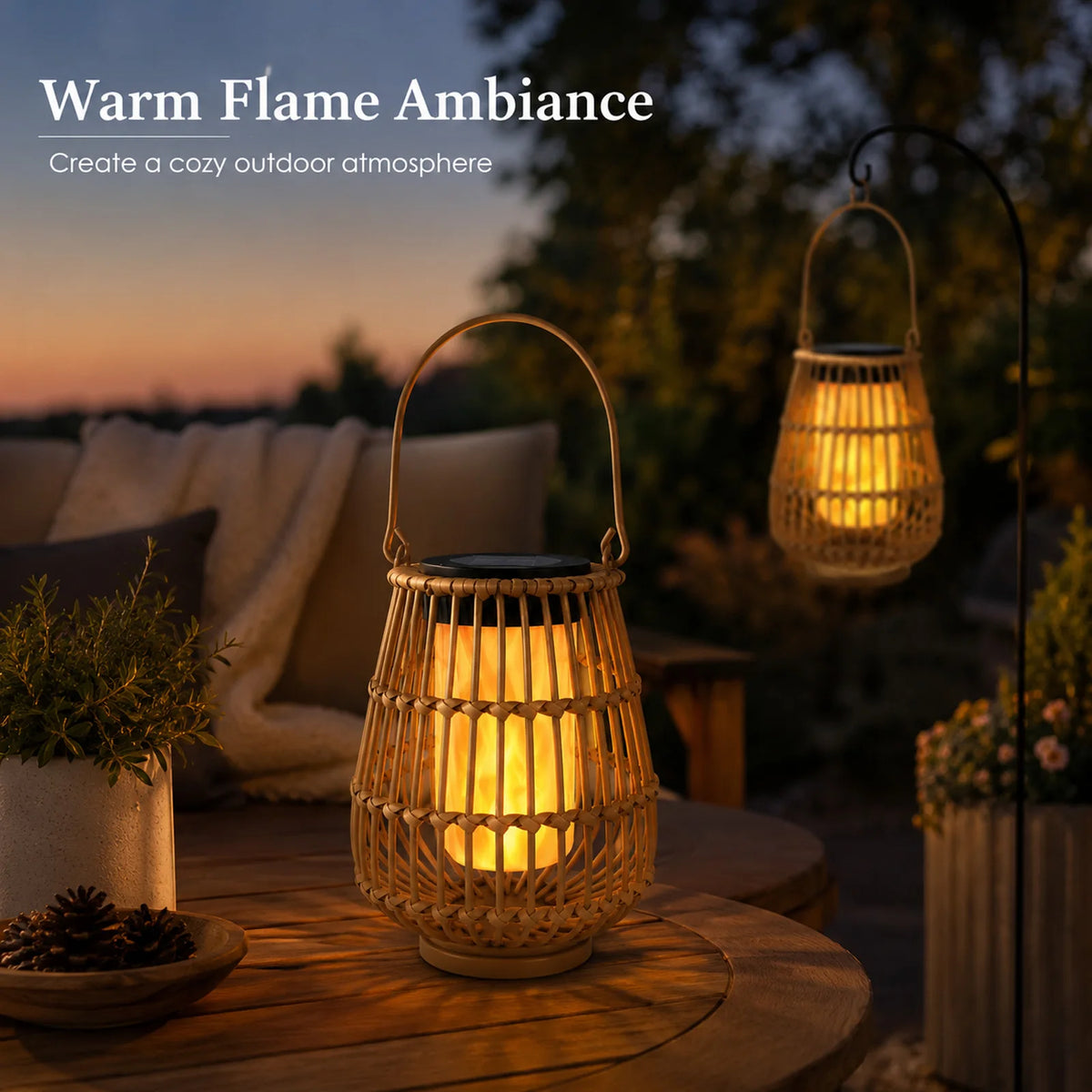 Solar Lanterns Outdoor Handwoven Waterproof Hanging Lights for Garden Patio