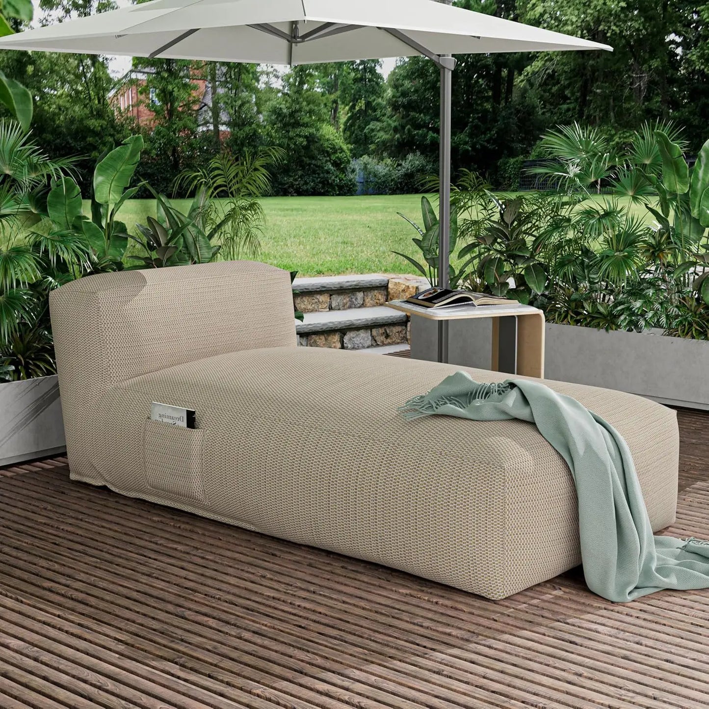 Outdoor Bean Bag Lounger Chair For Sunbathing And Tanning