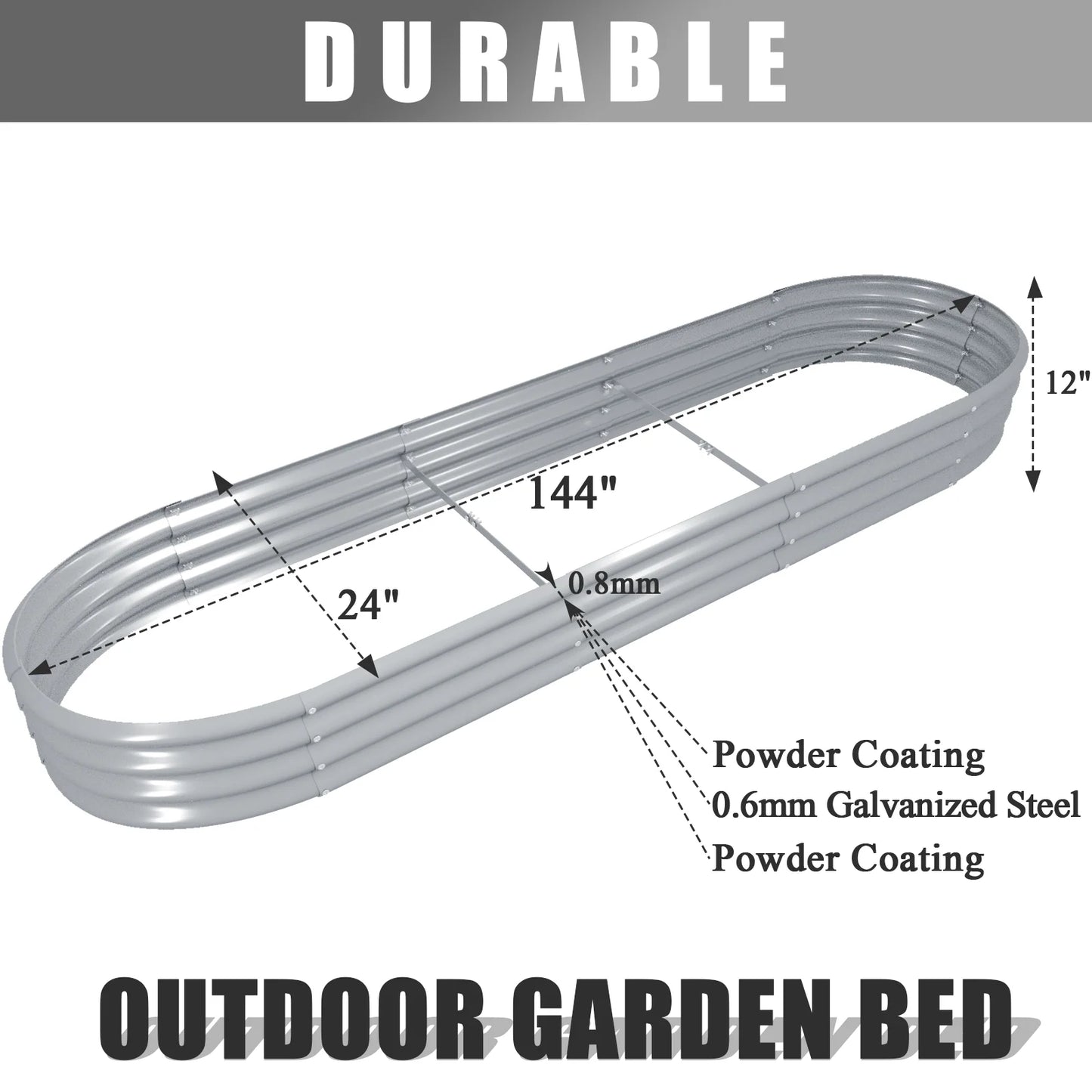 Tramull Galvanized Raised Garden Bed Outdoor Planter Box