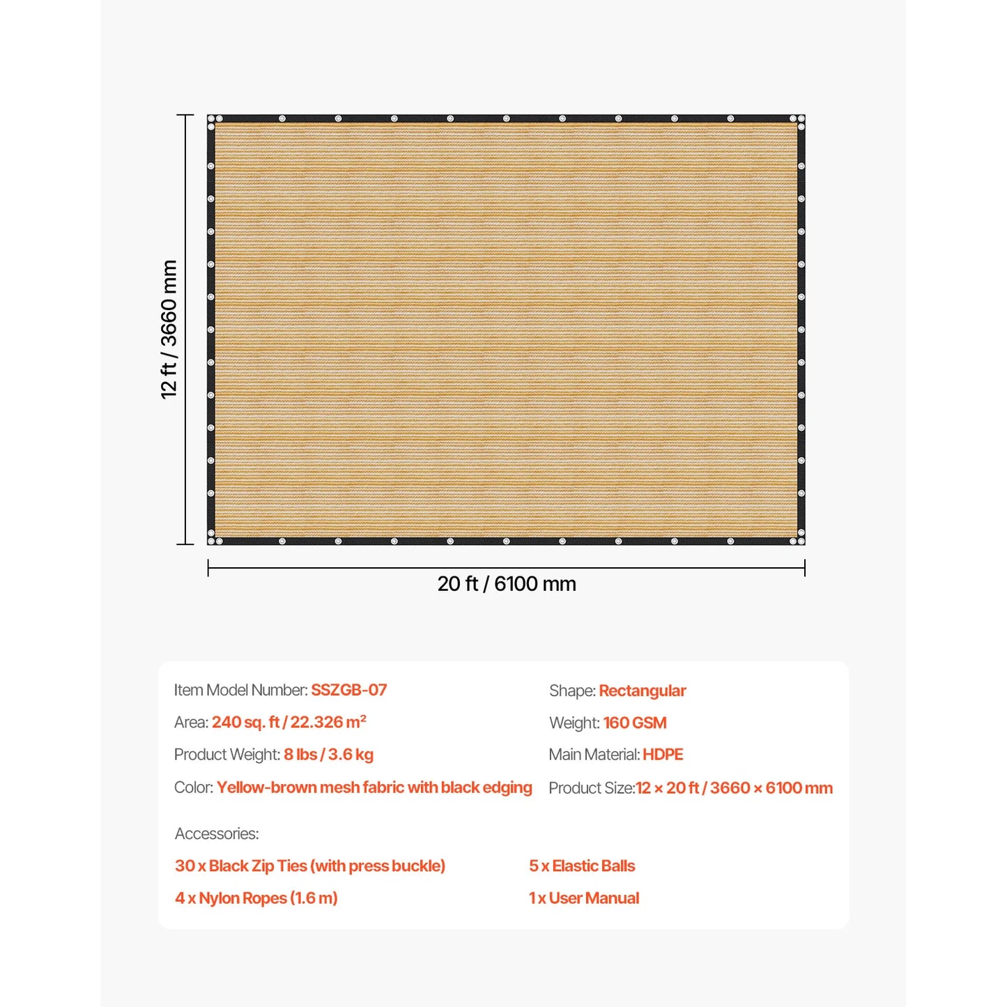 SucceBuy Durable HDPE Sun Shade Cloth Netting For Gardens