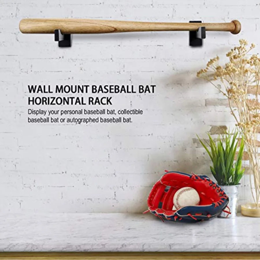 2PCS Baseball Bat Display Case, Baseball Bat Hanger Holder, Baseball Bat Horizontal Rack, Baseball Bat Bracket - Black