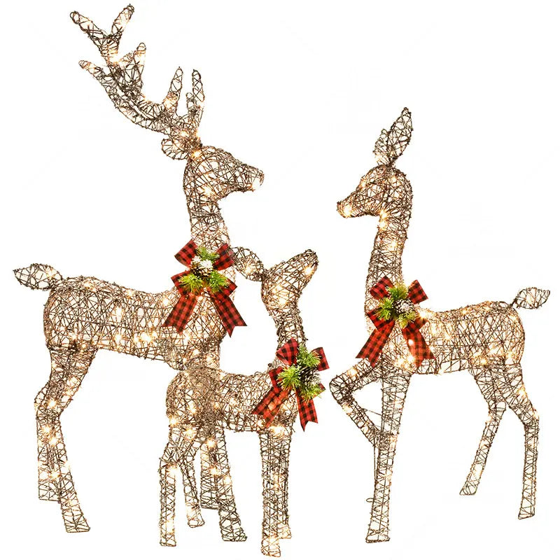 Giant 3D LED Reindeer Family Christmas Yard Display
