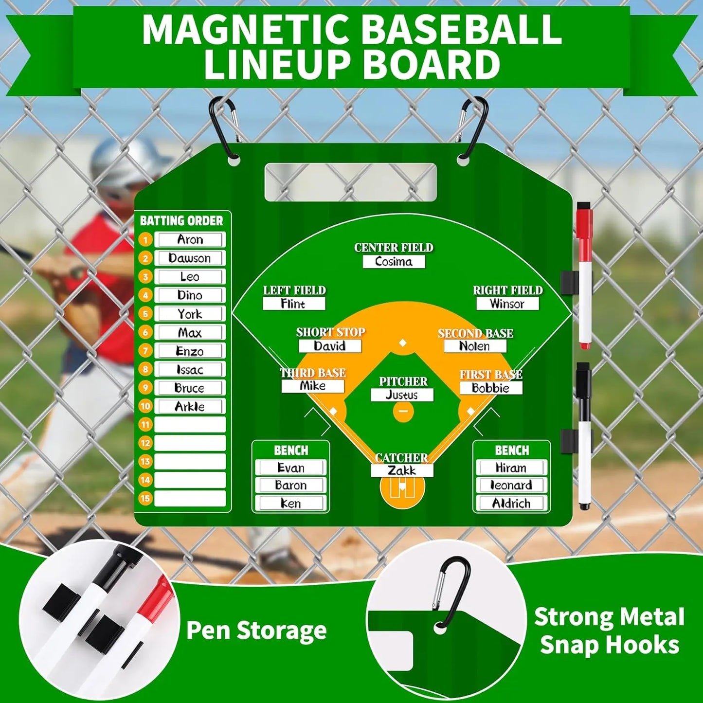 Magnetic Baseball Lineup Board for Dugout and Coaching