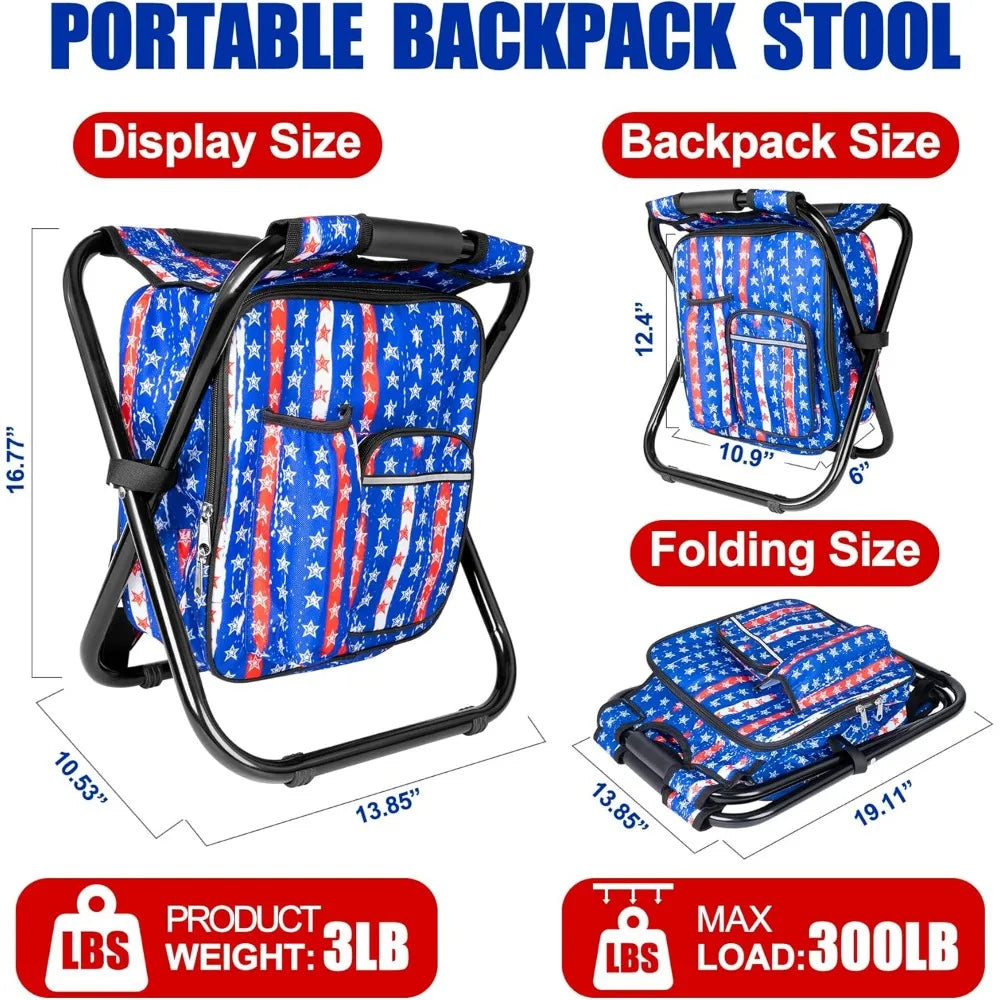 NBVCX Folding Cooler Backpack Stool For Camping And Hunting