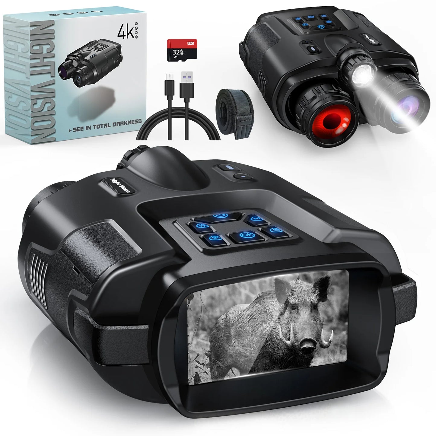 DIYIMIN Night Vision Binoculars 4K Infrared 8X Zoom Goggles