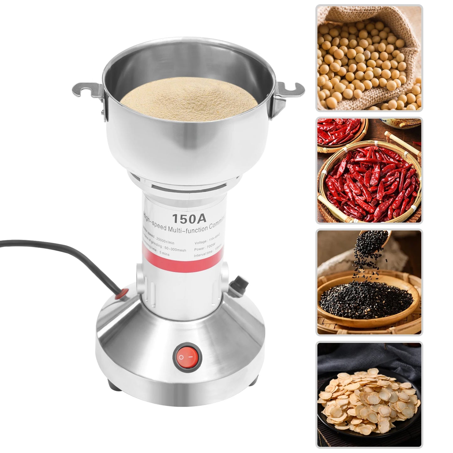 High-Speed Electric Grain Mill and Spice Grinder 110V 850W