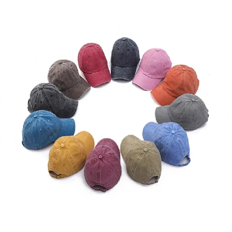Arthmix Solid Washed Denim Baseball Cap Unisex Cotton Sunshade Hat