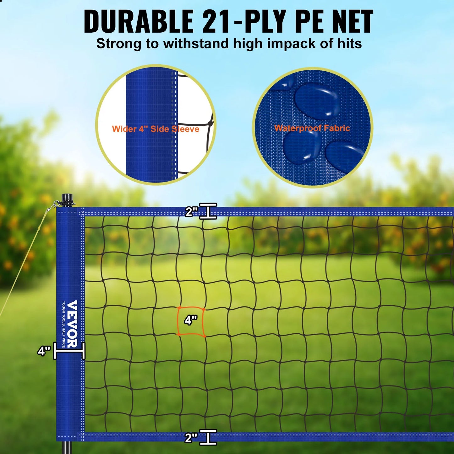 SucceBuy Outdoor Volleyball Net System Adjustable Height Steel Poles W/ PVC Volleyball Pump Carrying Bag for Backyard Beach Lawn