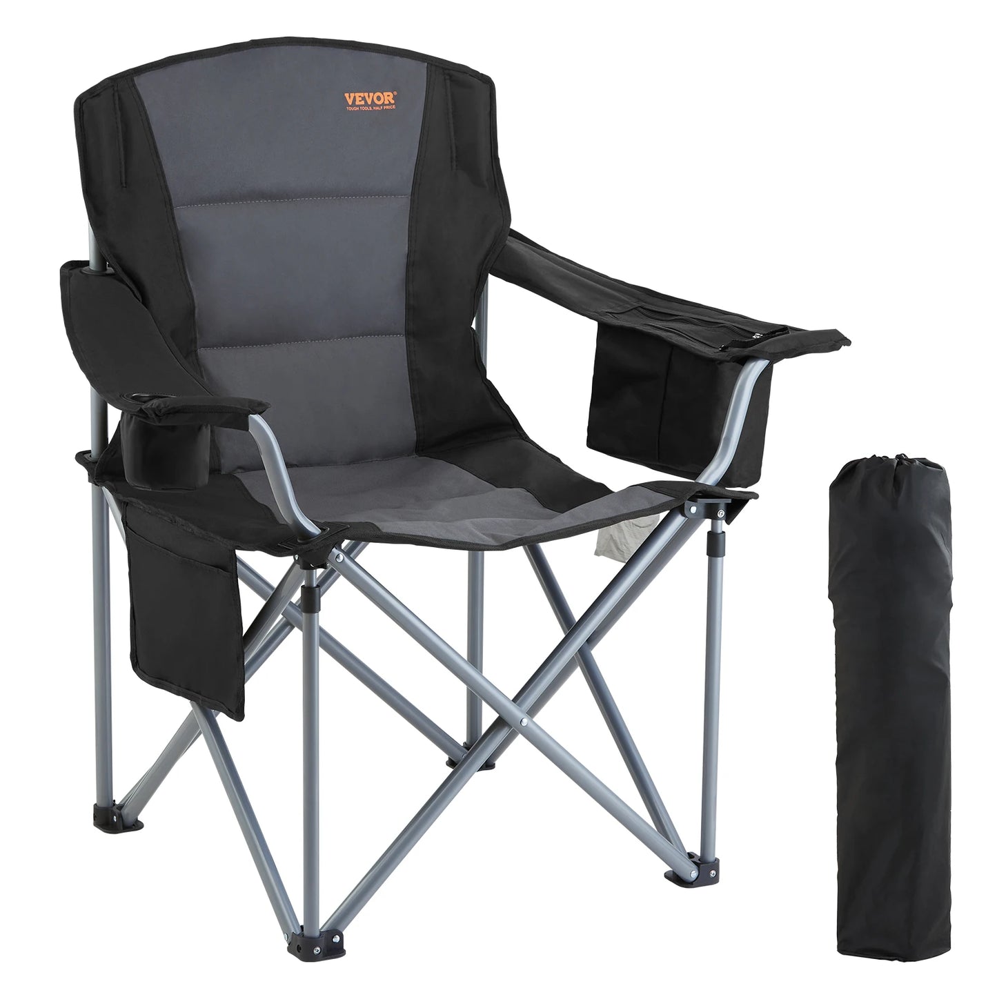 Vevor Camping Folding Chair With Lumbar Back And Armrests