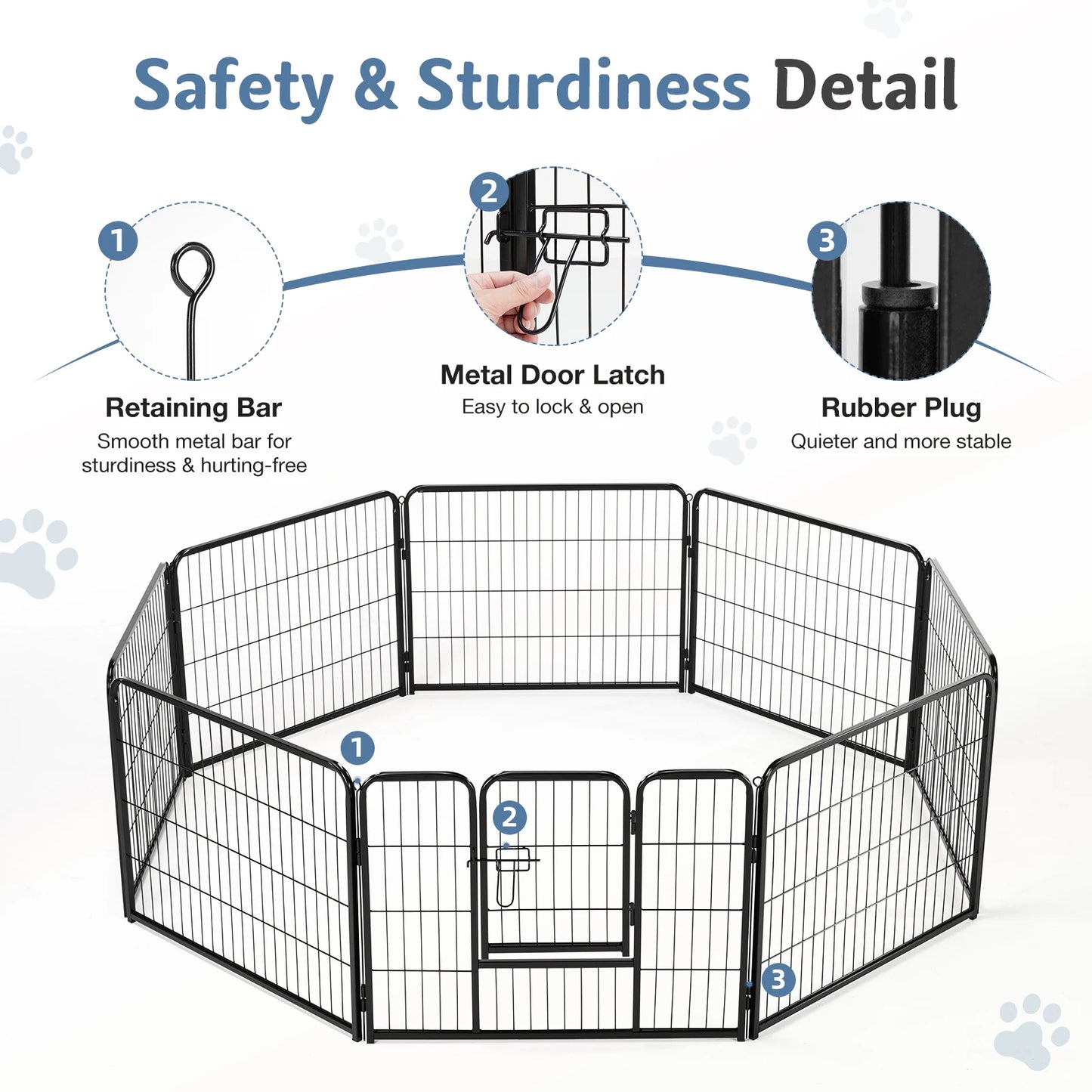 JHK Metal 8 Panel Dog Playpen Fence For Outdoor Use