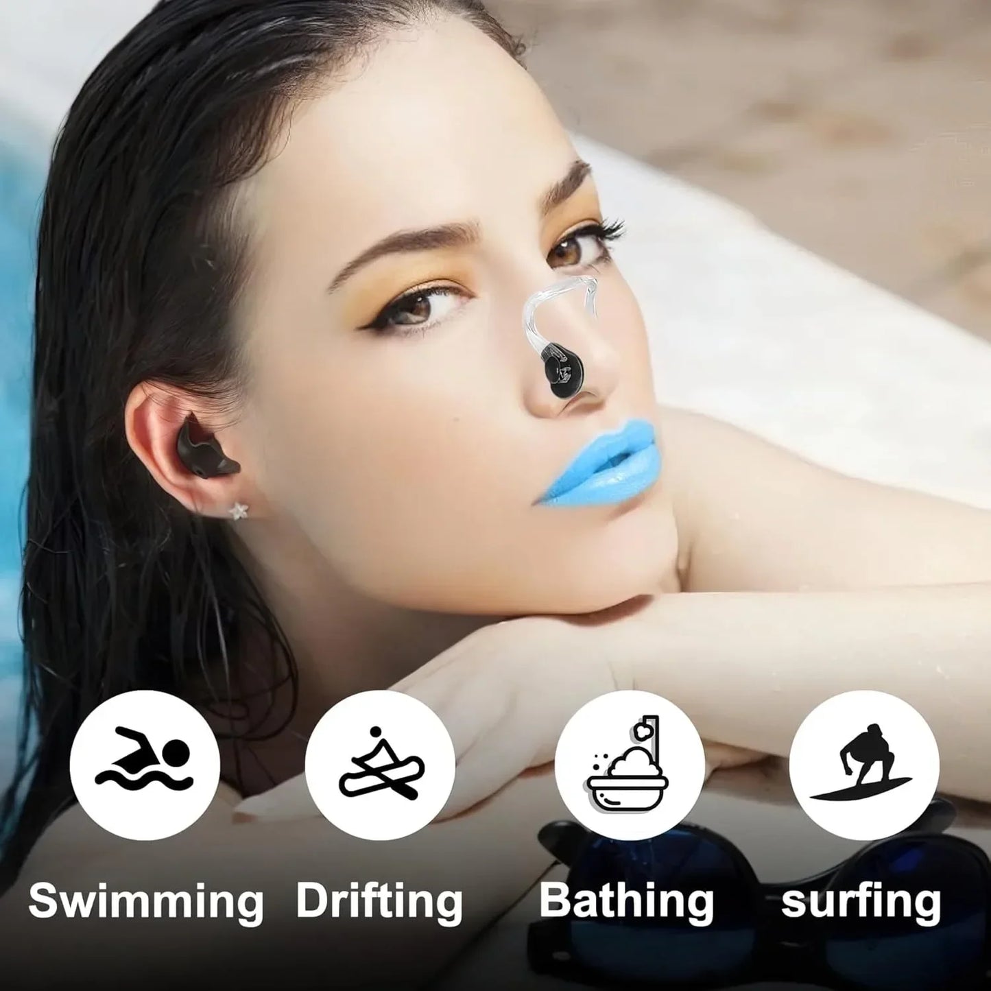 Swimming nose clip, 14 packs of waterproof silicone swimming nose plugs, suitable for children and adults, multi-colored