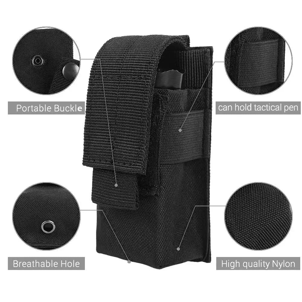 Molle Tactical Flashlight Pouch and Magazine Holder for 9mm EDC