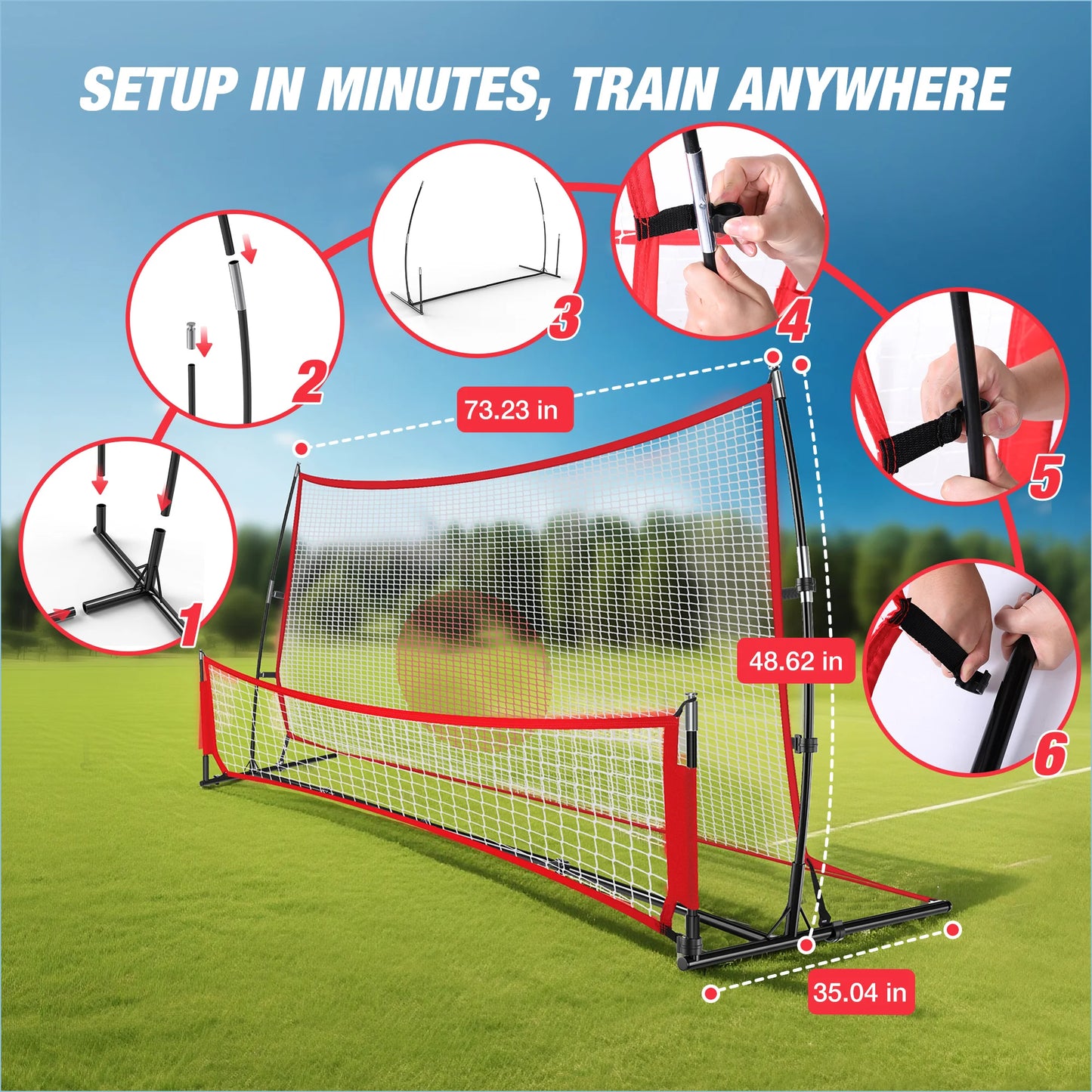 Advanced Soccer Rebounder for Training -Large Net  Small Net  Base  Carry Bag  Cones  Pegs  Resistance Bands -
