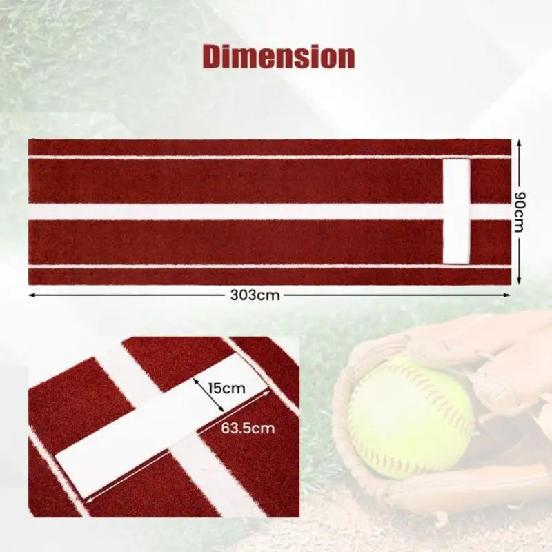 Softball Pitching Mat 10 x 3 Feet Softball Training Aid-Red