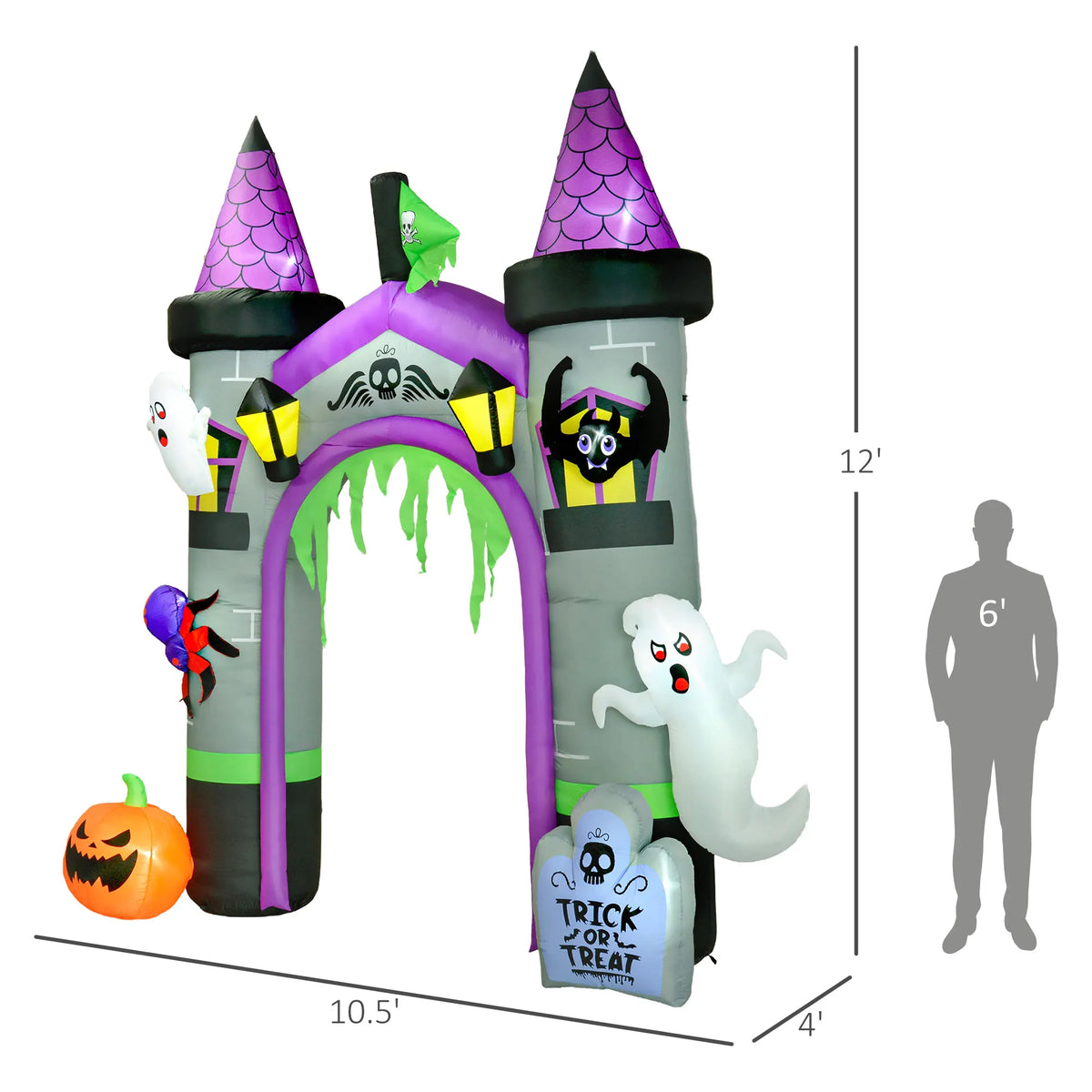 Outsunny Outdoor Halloween Inflatable Archway With LED Yard Display