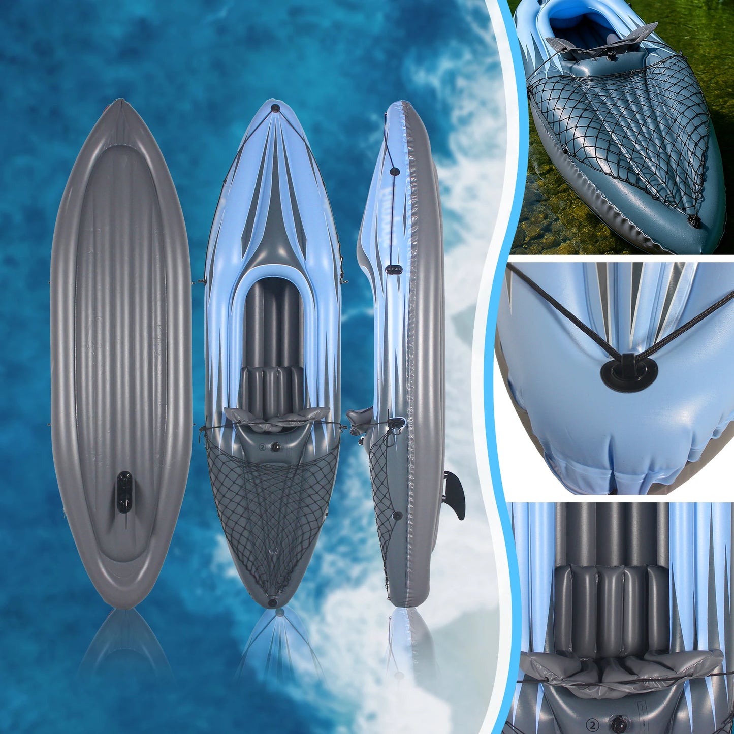 HHSJZWCY Inflatable One Person Kayak With Paddles And Pump