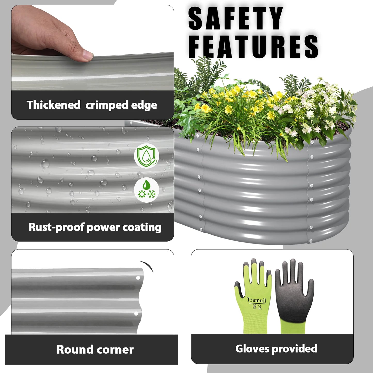 Tramull Galvanized Raised Garden Bed Kit for Vegetables