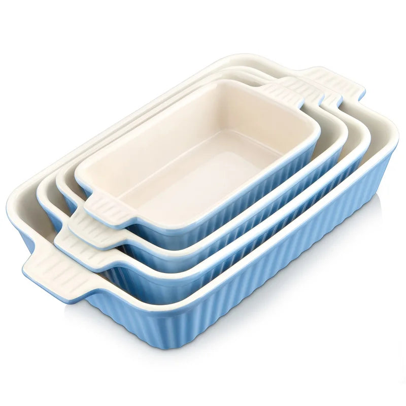 MALACASA Ceramic Oven To Table Baking Dish Set for Casseroles