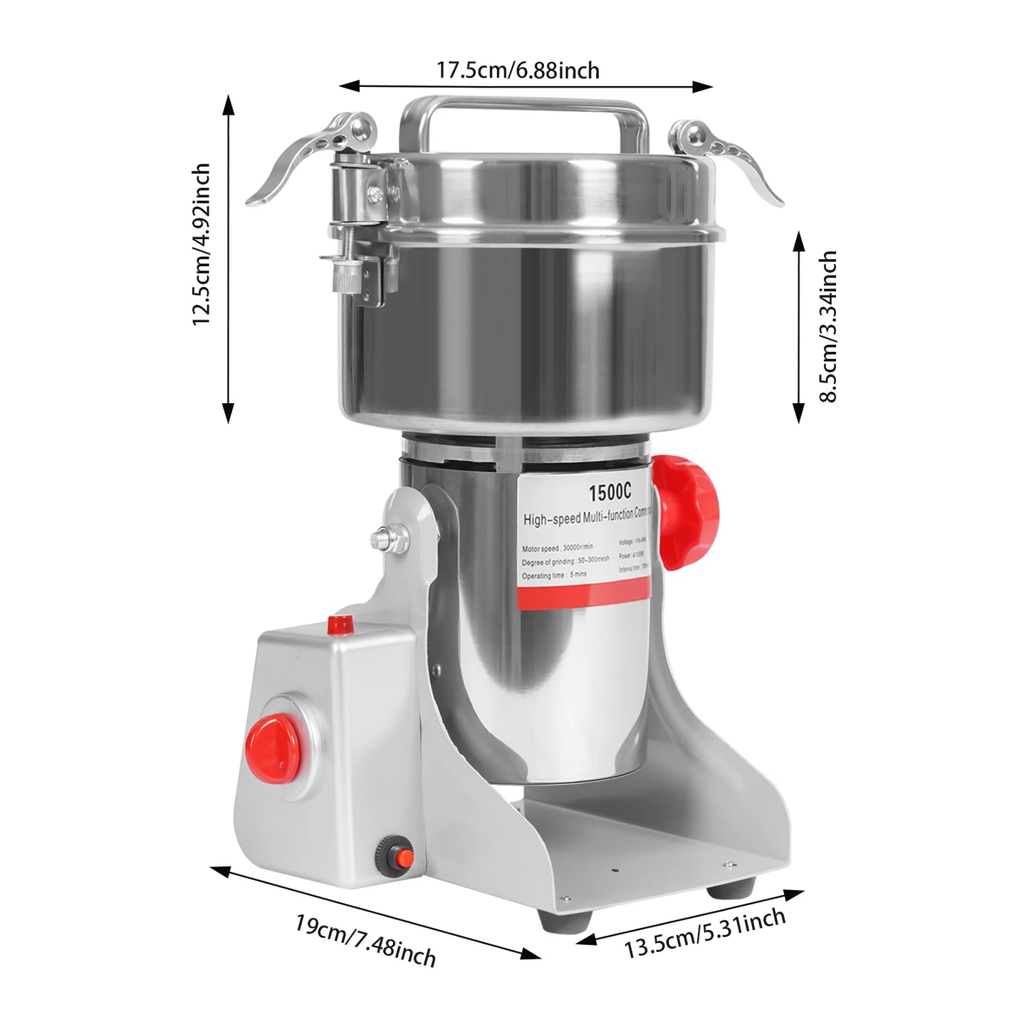4100W Electric Grain Mill Grain Grinder, 1500g Electric Corn Grinding Machine, High Speed 30000r/min Beans, Rice, Cereals