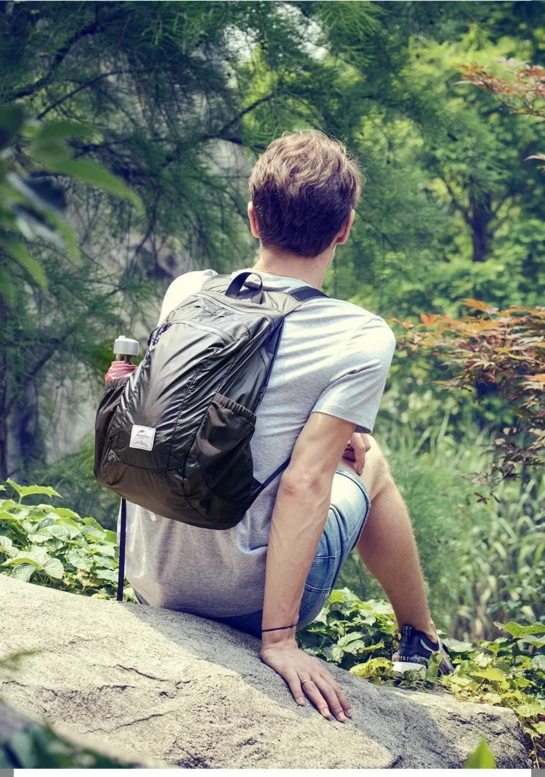 Naturehike Backpack 18L Black Ultralight Outdoor Waterproof Folding Backpack for Men Women‘s Bag Camping Hiking Shoulder Bag