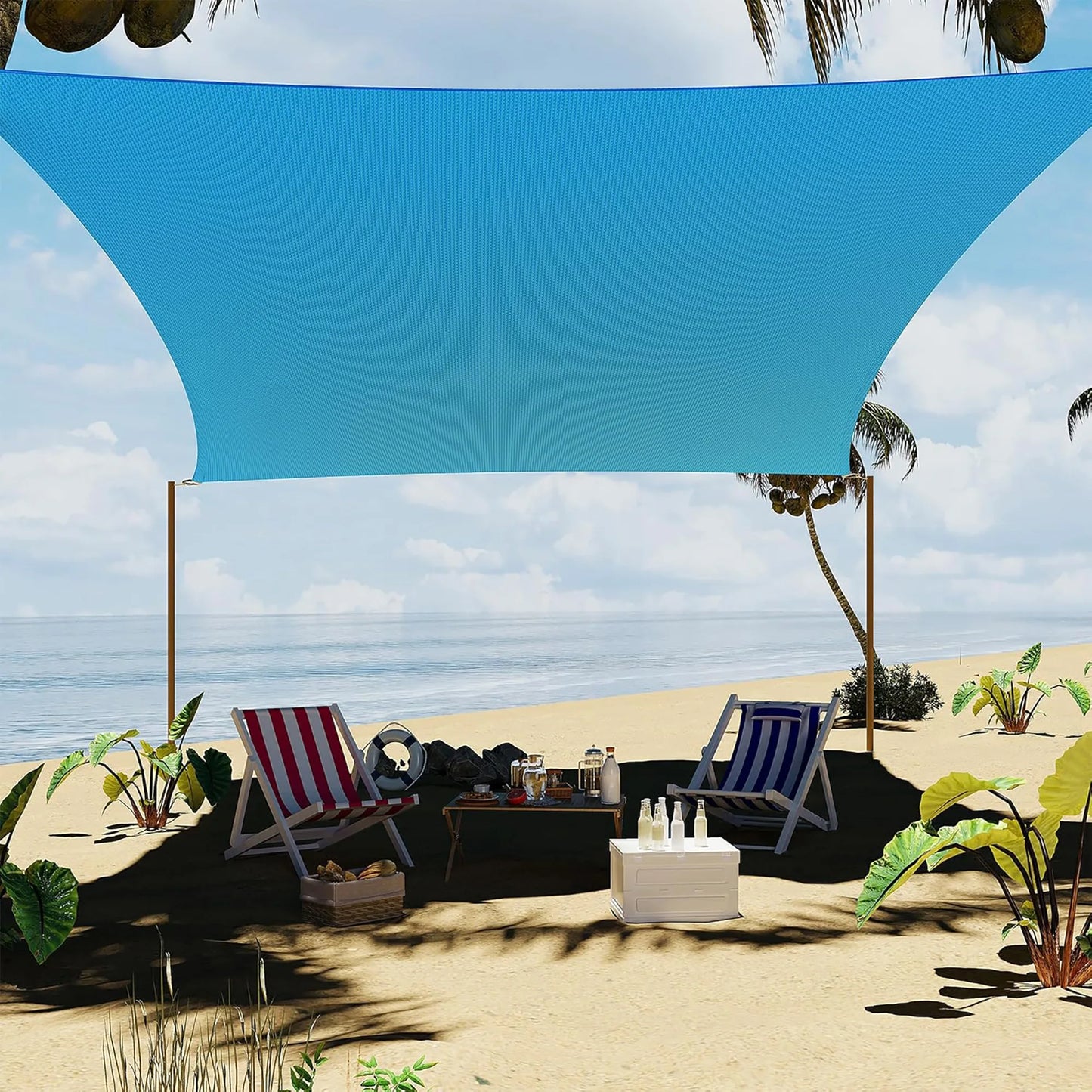 10'x13' Rectangle Sun Shade Sail UV Block Outdoor Canopy Awning Shade Cloth For Patio Backyard Garden Pool