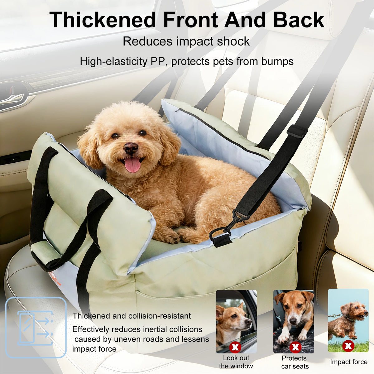 BORWART Portable Dog Car Seat Booster With Safety Belt